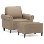 vidaXL Fauteuil avec repose-pied Cappuccino 60 cm Similicuir