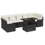 vidaXL Ensemble de 8 Canapés de Jardin avec Coussins en Poly Rotin Noir