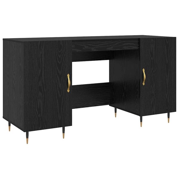 vidaXL Bureau avec porte Chêne noir 140 x 50 x 75 cm Bois d'ingénierie