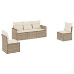 vidaXL Salon de jardin avec coussins 5 Pièces beige résine tressée