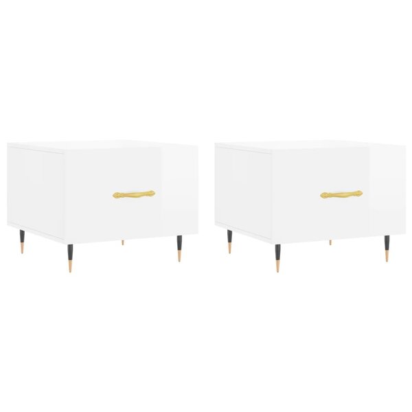 vidaXL Tables basses 2 Pièces blanc brillant 50x50x40cm bois d'ingénierie