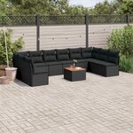 vidaXL Salon de jardin 11 Pièces avec coussins noir résine tressée