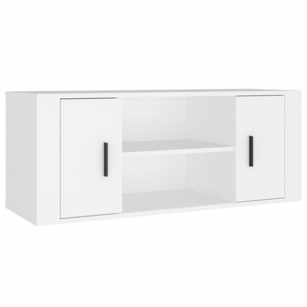 vidaXL Meuble TV Blanc 100x35x40 cm Bois d'ingénierie