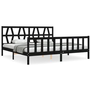 vidaXL Cadre de lit sans matelas noir 200x200 cm bois massif de pin