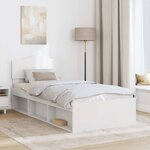 vidaXL Cadre de lit Blanc 100 x 200 cm Bois de pin massif