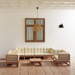 vidaXL Salon de jardin 9 Pièces avec coussins Bois de pin massif