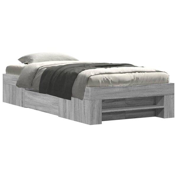 vidaXL Cadre de lit sonoma gris 90x190 cm bois d'ingénierie