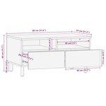 vidaXL Table basse noir 80x54x40 cm bois massif de manguier brut