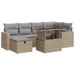 vidaXL Salon de jardin avec coussins 7 Pièces beige résine tressée