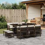 vidaXL Ensemble à manger de jardin et coussins 11 Pièces marron rotin