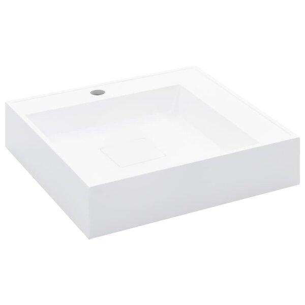 vidaXL Lavabo 50x50x12 3 cm Fonte minérale/marbre Blanc
