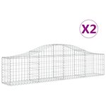 vidaXL Paniers à gabions arqués 2 Pièces 200x30x40/60 cm Fer galvanisé