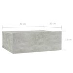 vidaXL Table de chevet flottante Gris béton Bois d'ingénierie