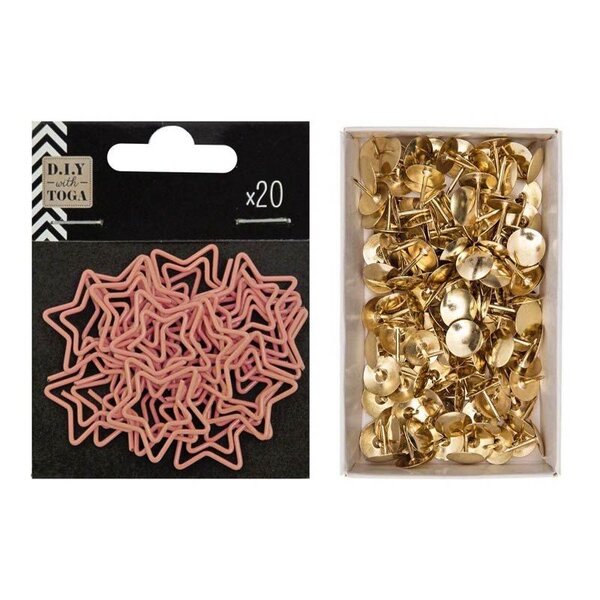 20 trombones étoiles corail + 150 punaises dorées