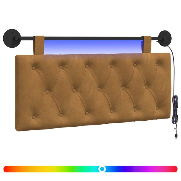 vidaXL Tête de lit suspendue Marron Velours