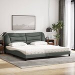 vidaXL Lit avec matelas Hvar gris foncé 200x200 cm tissu