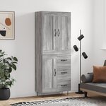 vidaXL Buffet haut Sonoma gris 69 5x34x180 cm Bois d'ingénierie