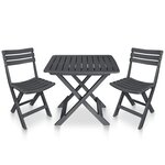 vidaXL Ensemble de bistro pliable 3 Pièces Plastique Anthracite