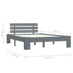 vidaXL Cadre de lit Gris Bois de pin massif 120 x 200 cm