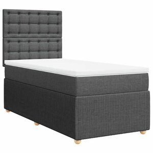 vidaXL Sommier à lattes de lit avec matelas Gris foncé 80x200 cm Tissu