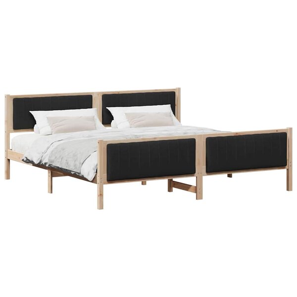 vidaXL Cadre de lit Marron et noir 200 x 200 cm Bois massif en pin