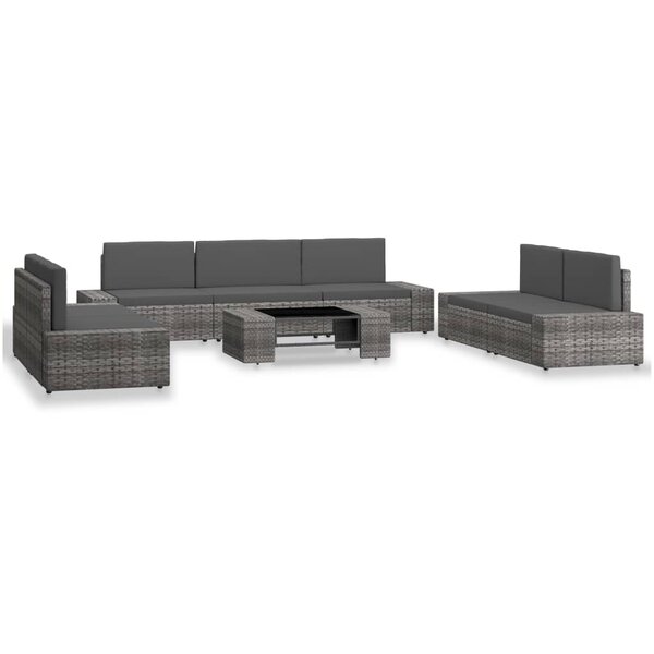 vidaXL Salon de jardin 8 Pièces Résine tressée Gris