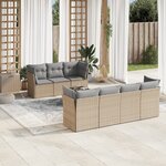vidaXL Salon de jardin avec coussins 8 Pièces beige résine tressée