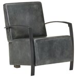 vidaXL Fauteuil Gris Cuir véritable