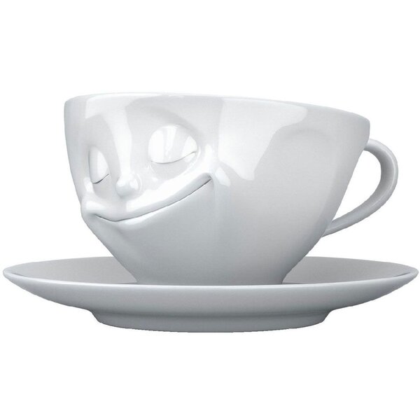 Tasse et sous tasse heureux en porcelaine 200 ml