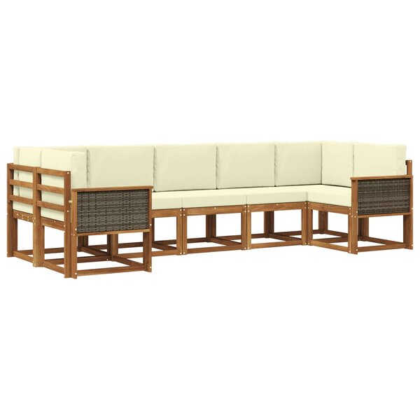 vidaXL Ensemble de canapés d'extérieur 7 pc Naturel et Crème