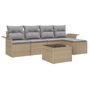 vidaXL Ensemble de canapé de jardin 6 pièces avec coussins en rotin synthétique