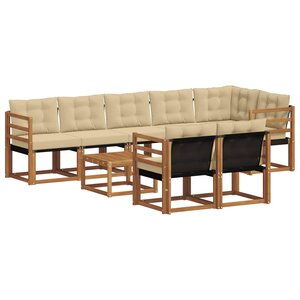 vidaXL Ensemble de canapés d'extérieur 9 pc Naturel et Beige