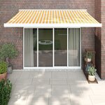 vidaXL Auvent rétractable jaune et blanc 3x2 5 m tissu et aluminium