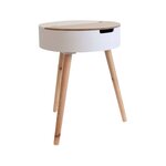 Table d'appoint ronde coffre intégré blanc