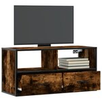 vidaXL Meuble TV chêne fumé 80x31x39 5 cm bois d'ingénierie et métal