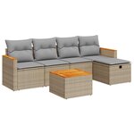 vidaXL Salon de jardin avec coussins 6 Pièces beige résine tressée