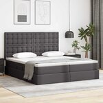 vidaXL Lit avec rangement et LED Gris 180 x 200 cm Simili cuir