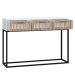 vidaXL Table console blanc 105x30x75 cm bois d'ingénierie et fer