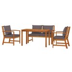 vidaXL Ensemble à manger de jardin 4 Pièces coussins Bois acacia