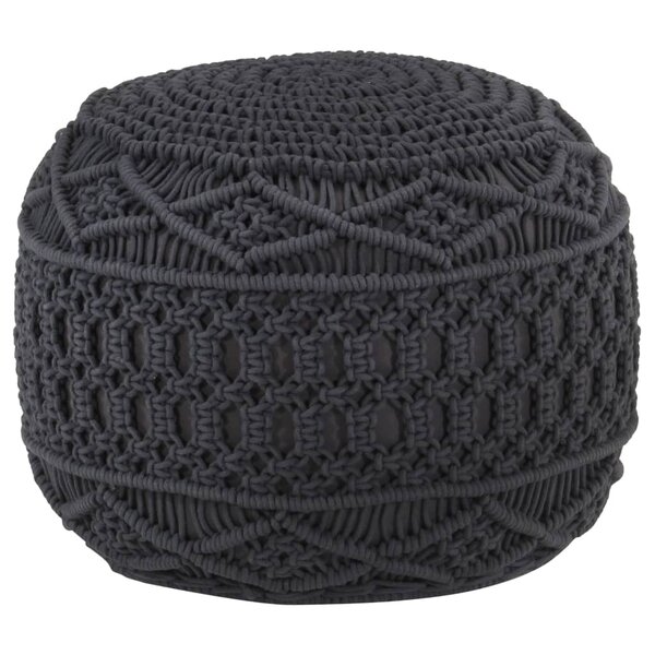 vidaXL Pouf fait à la main en macramé Anthracite 45x30 cm Coton