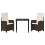 vidaXL Ensemble de salle à manger pour jardin 3 Pièces Marron polyrotin