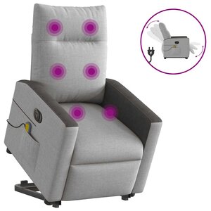 vidaXL Fauteuil inclinable de massage électrique gris nuage tissu