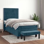 vidaXL Sommier à lattes de lit avec matelas Bleu foncé 90x200 cm