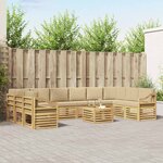 vidaXL Ensemble de canapés d'extérieur 11 Pièces Blanc et Beige