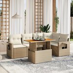 vidaXL Salon de jardin avec coussins 6 Pièces beige résine tressée
