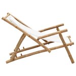 vidaXL Chaise de terrasse Bambou et toile Blanc crème