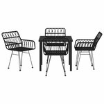 vidaXL Ensemble de salle à manger pour jardin 5 Pièces Noir Poly rotin