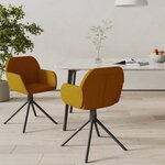 vidaXL Chaises pivotantes à manger lot de 2 Marron Velours