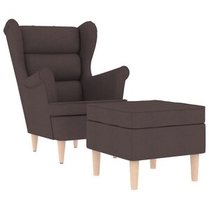 vidaXL Fauteuil avec repose-pied Marron foncé Tissu