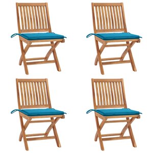 vidaXL Chaises pliables de jardin avec coussins lot de 4 Teck solide